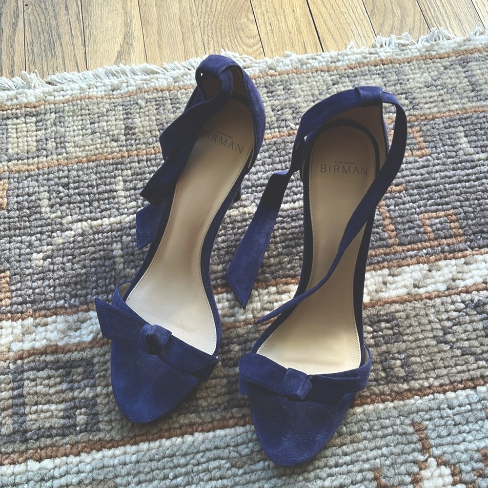 Alexandra Birman suede tie heel.